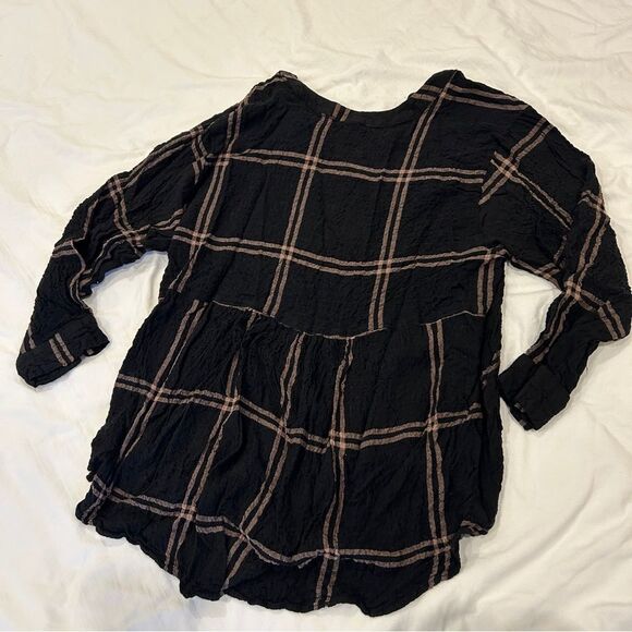 Jane + Delancey Women's Black Plaid Long Sleeve V-neck Tunic Size XL - Picture 6 of 9